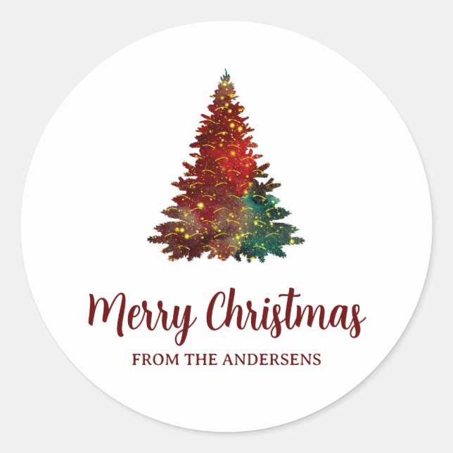Weihnachtsbaum Glitzer Sparkle Runder Aufkleber (Vorderseite)
