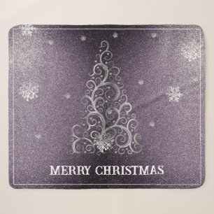 Weihnachtsbaum Glitzer und Schneeflocken LILA Sherpadecke