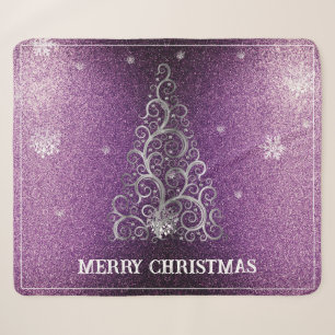 Weihnachtsbaum Glitzer und Schneeflocken Magenta Sherpadecke