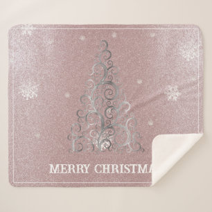 Weihnachtsbaum Glitzer und Schneeflocken   Rosa Sherpadecke