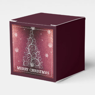 Weihnachtsbaum Glitzer und Schneeflocken Rot Geschenkschachtel
