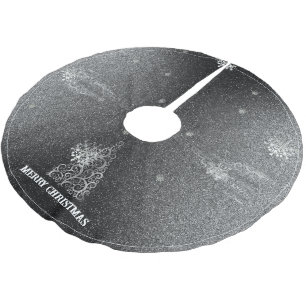 Weihnachtsbaum Glitzer und Schneeflocken Silber Polyester Weihnachtsbaumdecke