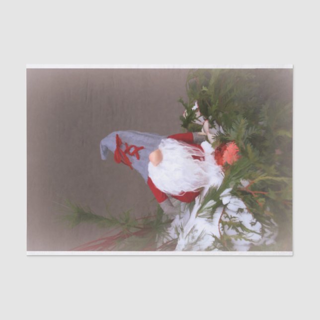 Weihnachtsbaum Gnome Niedlich Red Holiday Seidenpapier (Vorderseite)