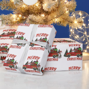 Weihnachtsbaum Gnome Truck Geschenkpapier