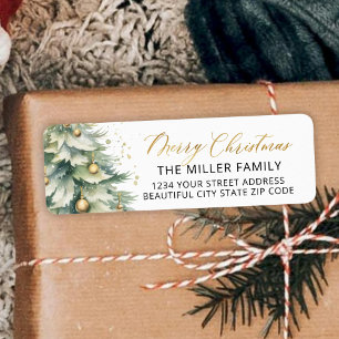 Weihnachtsbaum Gold Script Rücksendeadresse Label