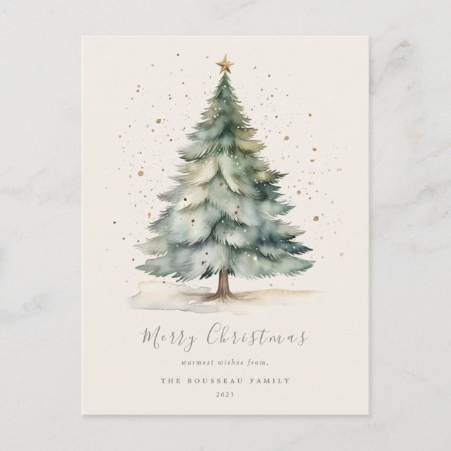 Weihnachtsbaum Gold Star Familienpostkarte Postkarte (Vorderseite)
