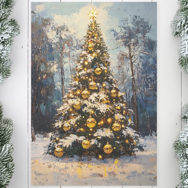 Weihnachtsbaum Gold-Star-Ölgemälde Seidenpapier (Von Creator hochgeladen)