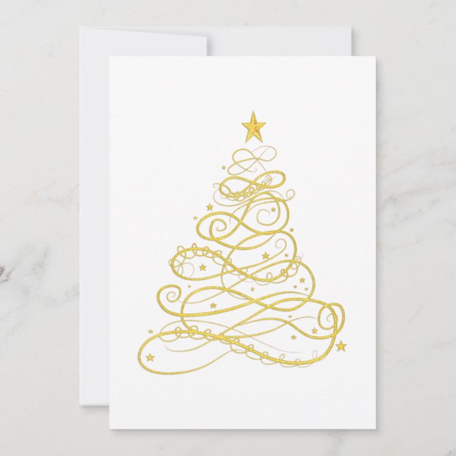 Weihnachtsbaum - Golden Filigree Weihnachtsbaum -  Einladung (Rückseite)