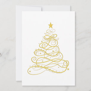 Weihnachtsbaum - Goldenes Filigree - Party Einladung