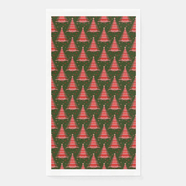 Weihnachtsbaum Green Red Pattern Design Serviette (Vorderseite)