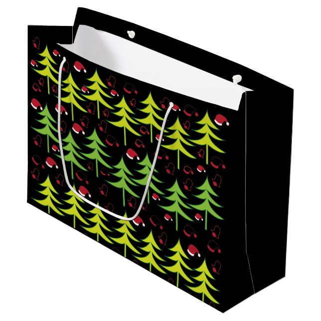 Weihnachtsbaum Große Geschenktüte (Vorderseite Schrägansicht)