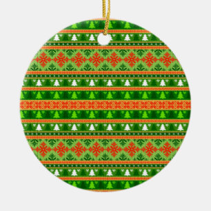 WEIHNACHTSBAUM GRÜN WEISS ROTER SCHMUCK  KERAMIK ORNAMENT