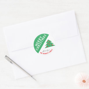 Weihnachtsbaum Grüne Familie Name Weihnachtsfeiert Runder Aufkleber