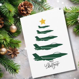 Weihnachtsbaum Grünes Militärflugzeug Minimalistis Karte