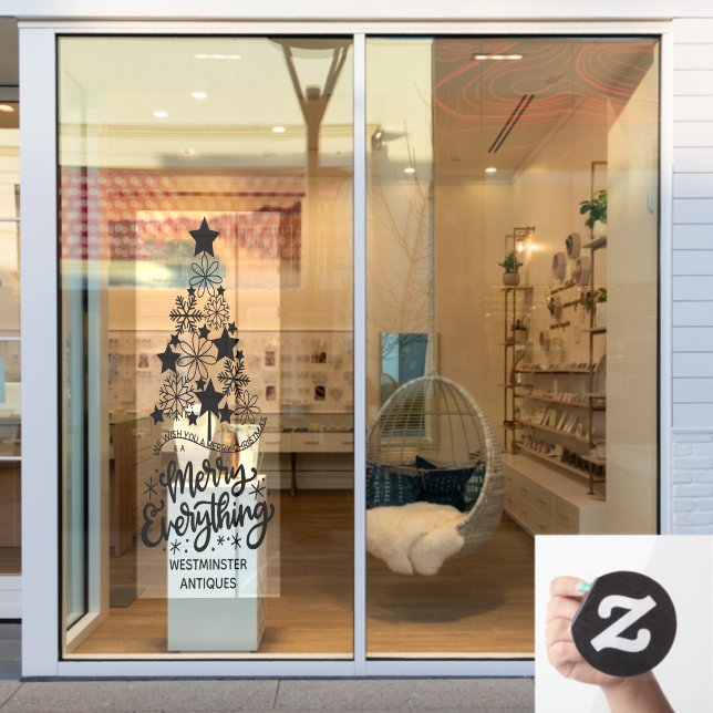 Weihnachtsbaum Gruß Merry alles Custom Fensteraufkleber (Schaufenster)