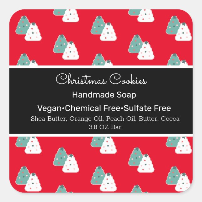 Weihnachtsbaum Handmade Soap Beauty Branding Quadratischer Aufkleber (Vorderseite)