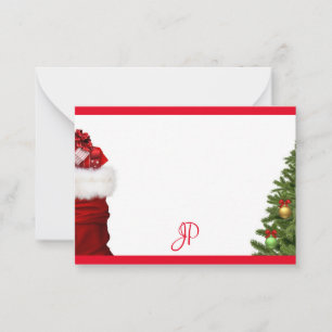 Weihnachtsbaum-Handschrift-Monogramm-Vorlage Mitteilungskarte