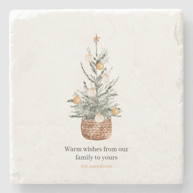 Weihnachtsbaum | Happy Holiday Steinuntersetzer (Vorderseite)