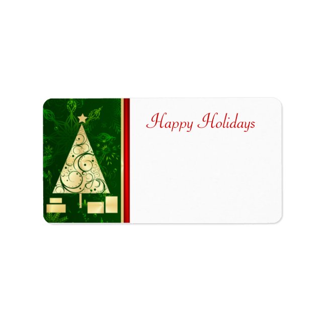 Weihnachtsbaum - Happy Holidays Mailing Labels Adressaufkleber (Vorne)