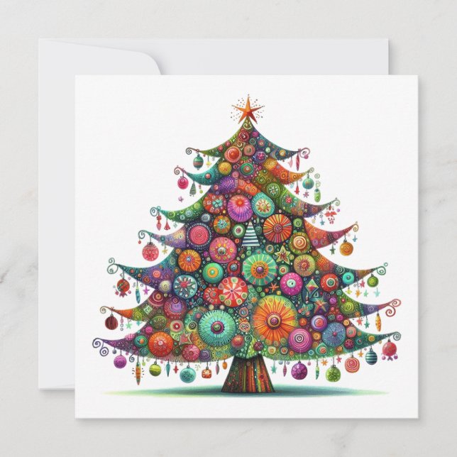 Weihnachtsbaum, helle Farben, Feiertagskarte (Vorderseite)