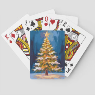 Weihnachtsbaum Helle Stern Wasserfarbe Spielkarten