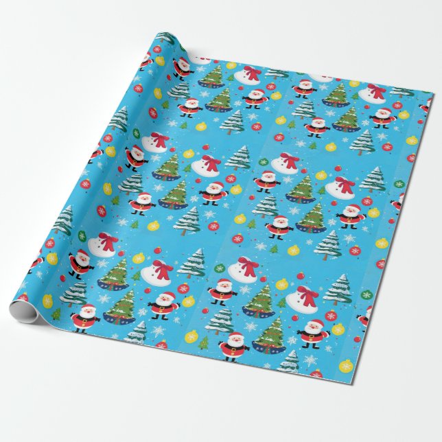 Weihnachtsbaum Himmelblau Wrapping Paper Geschenkpapier (Ungerollt)