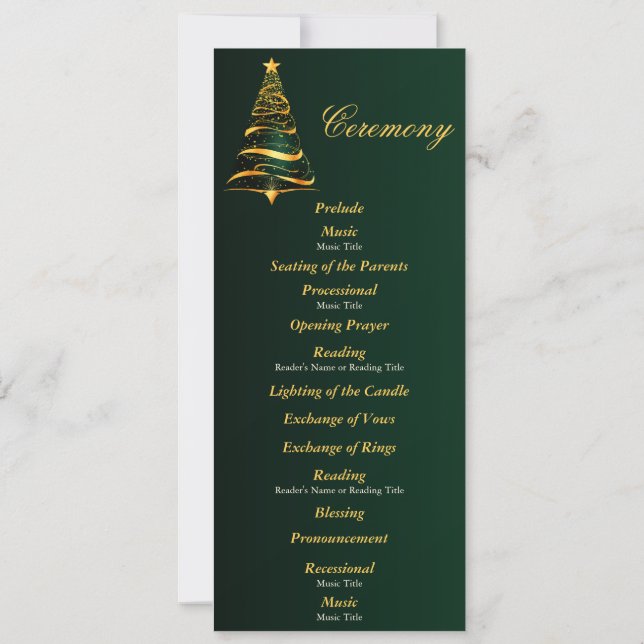 Weihnachtsbaum-Hochzeitsprogramm Einladung (Rückseite)