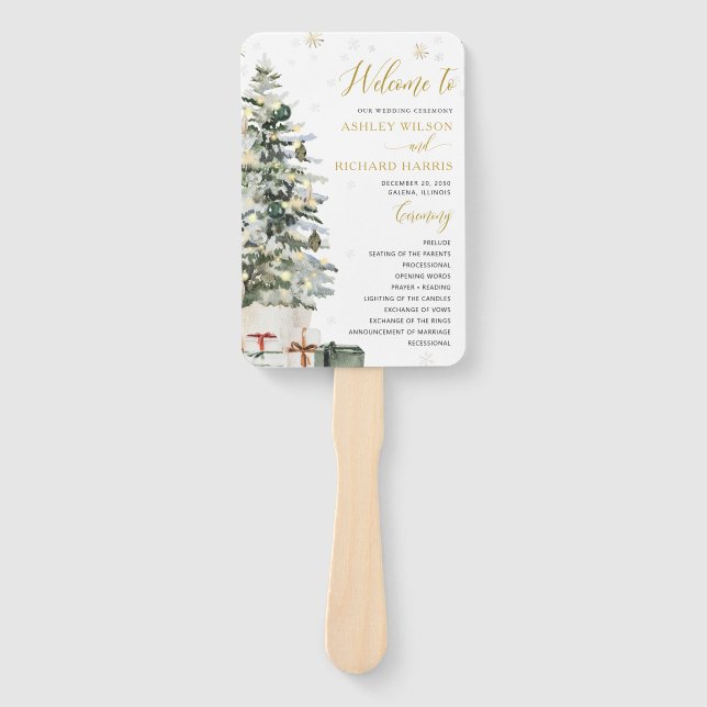 Weihnachtsbaum-Hochzeitsprogramm Fächer (Vorderseite)