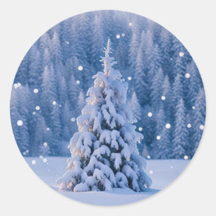 Weihnachtsbaum Holiday Snow Runder Aufkleber
