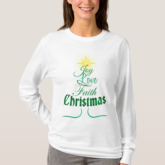 Weihnachtsbaum Holiday Word Art T-Shirt (Vorderseite)