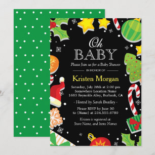 Weihnachtsbaum Holly Berries Niedlich Babydusche Einladung