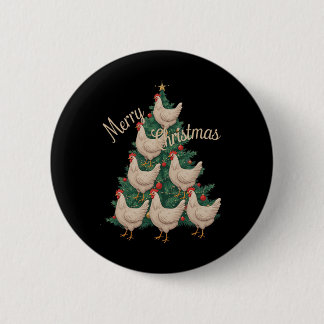 Weihnachtsbaum Hühner Funny Chickens Weihnachtsbau Button