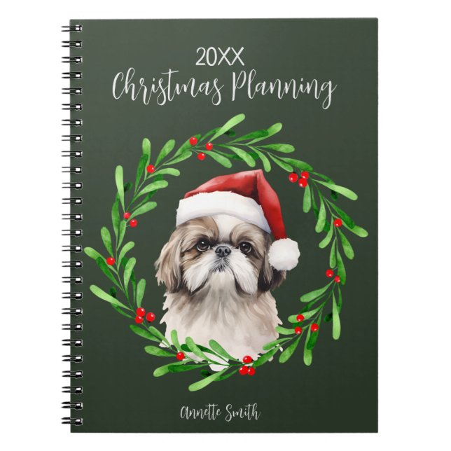 Weihnachtsbaum Hund Shih Tzu Rasse Jungtier Notizblock (Vorderseite)