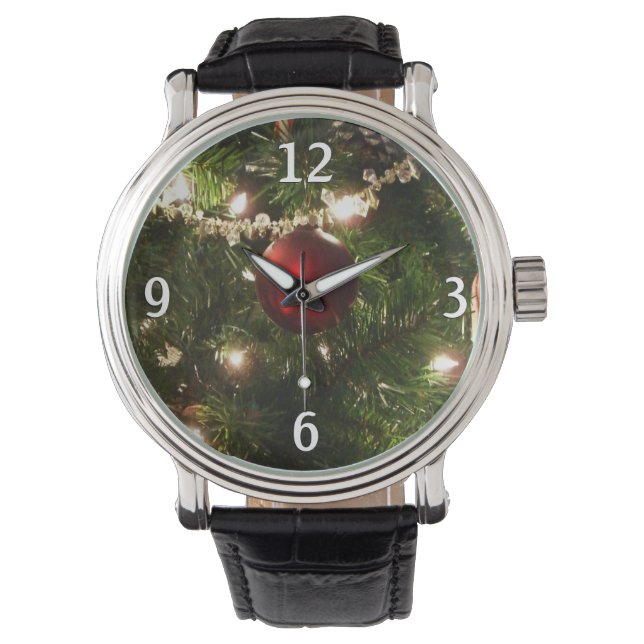 Weihnachtsbaum I Urlaub Hübsch grün und rot Armbanduhr (Vorderseite)