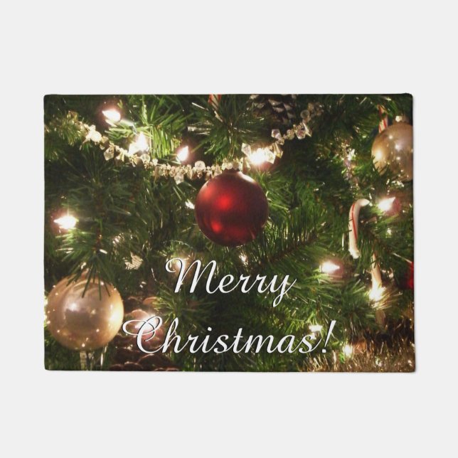 Weihnachtsbaum I Urlaub Hübsch grün und rot Fußmatte (Vorderseite)