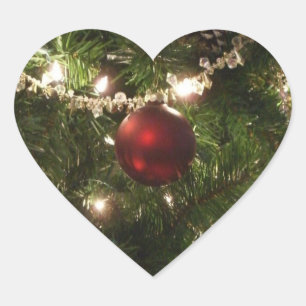 Weihnachtsbaum I Urlaub Hübsch grün und rot Herz-Aufkleber