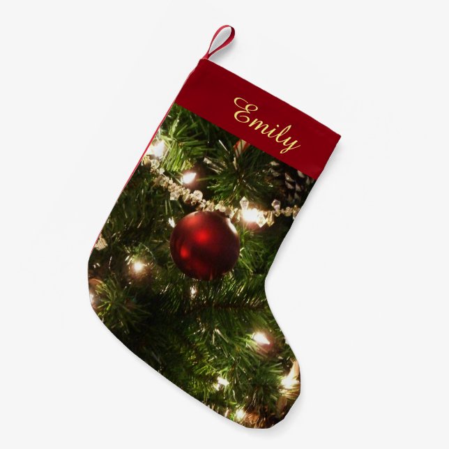 Weihnachtsbaum I Urlaub Hübsch grün und rot Kleiner Weihnachtsstrumpf (Vorderansicht (hängend))