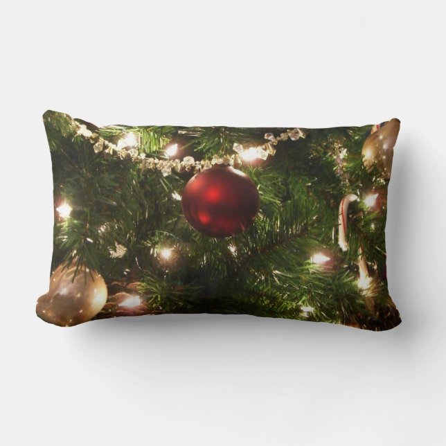Weihnachtsbaum I Urlaub Hübsch grün und rot Lendenkissen (Vorderseite)