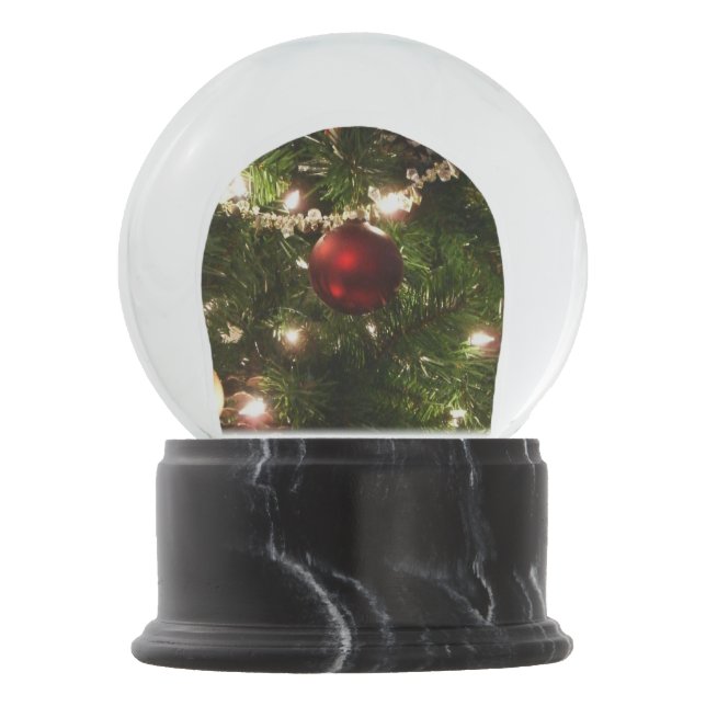Weihnachtsbaum I Urlaub Hübsch grün und rot Schneekugel (Vorderseite)