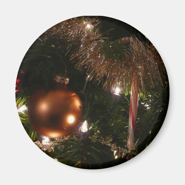 Weihnachtsbaum II Feiertage Rot und Gold Magnet (Vorne)