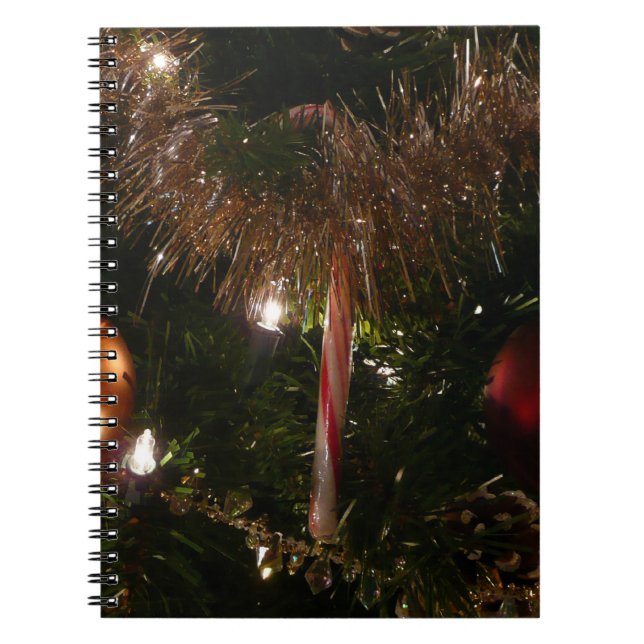 Weihnachtsbaum II Feiertage Rot und Gold Notizblock (Vorderseite)