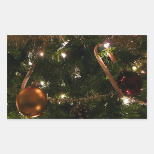 Weihnachtsbaum III Festliche Szene Rechteckiger Aufkleber