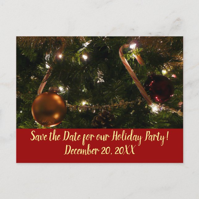 Weihnachtsbaum III Save the Date Ankündigungspostkarte (Vorderseite)