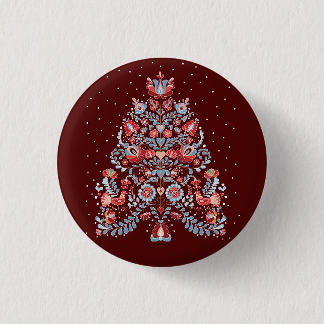 Weihnachtsbaum-Illustration Button (Vorderseite)