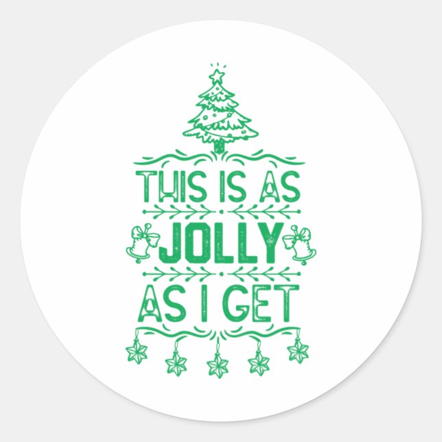 Weihnachtsbaum-Illustration Funny Xmas Sprichwort  Runder Aufkleber (Vorderseite)