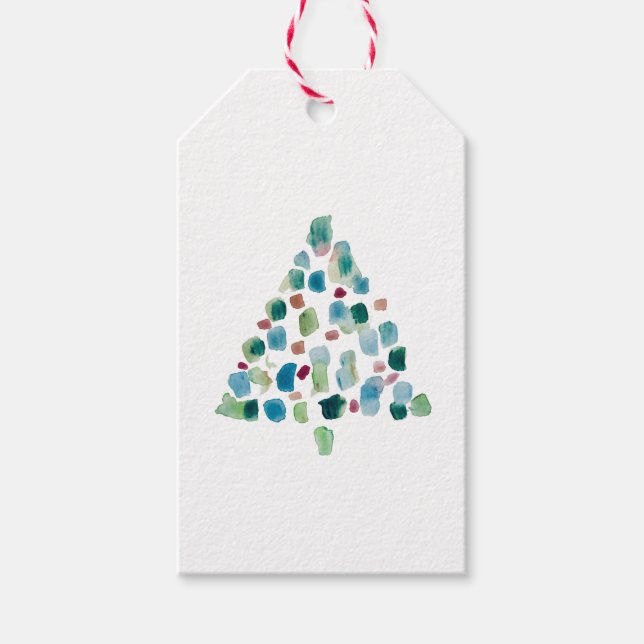 Weihnachtsbaum-Illustration Klassische Geschenketi Geschenkanhänger (Vorderseite)