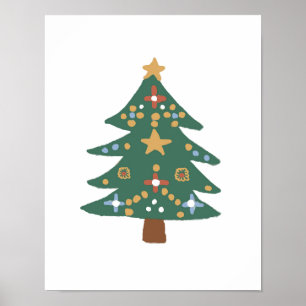 Weihnachtsbaum-Illustration Nordic Print Poster