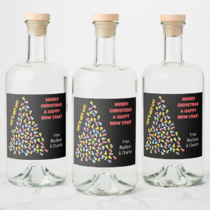 Weihnachtsbaum im benutzerdefinierten Text Alkoholflaschenetikett