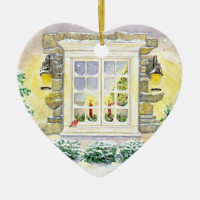 Weihnachtsbaum im Fensterdekor Keramikornament (Vorne)