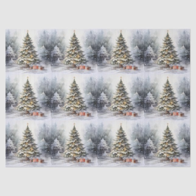 Weihnachtsbaum im Freien mit Geschenken Seidenpapier (Vorderseite)